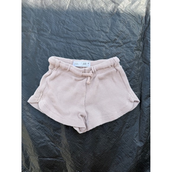 Zara Other - Zara Kids Baby Girls Dusty Rose Waffle Knit Shorts 12-18 Months Pink Thermal